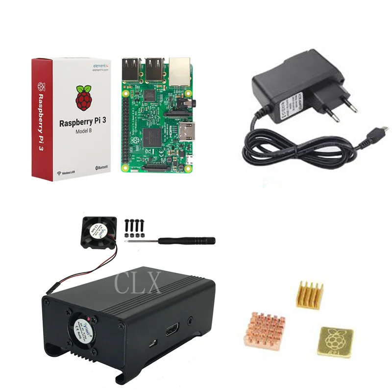 Raspberry Pi 3 Model B+/3 Starter Kit + Metal shell Fan Power Adapter Heat Sink for RPI 3/3b+ | Компьютеры и офис
