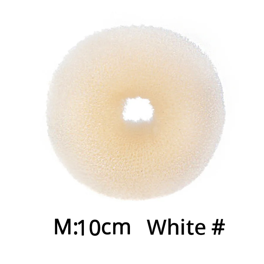 1Pcs White M Горячая S/M/L бублик для волос пучок производитель волос Инструменты для укладки волос Губка для волос белый/коричневый/черный цвета лучшие аксессуары для прически - Цвет: 1Pcs White M