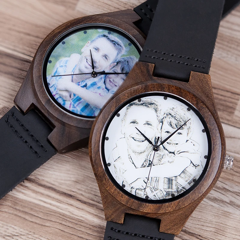 Часы reloj hombre BOBOBIRD с фотографией деревянные часы на заказ мужские Потрясающие