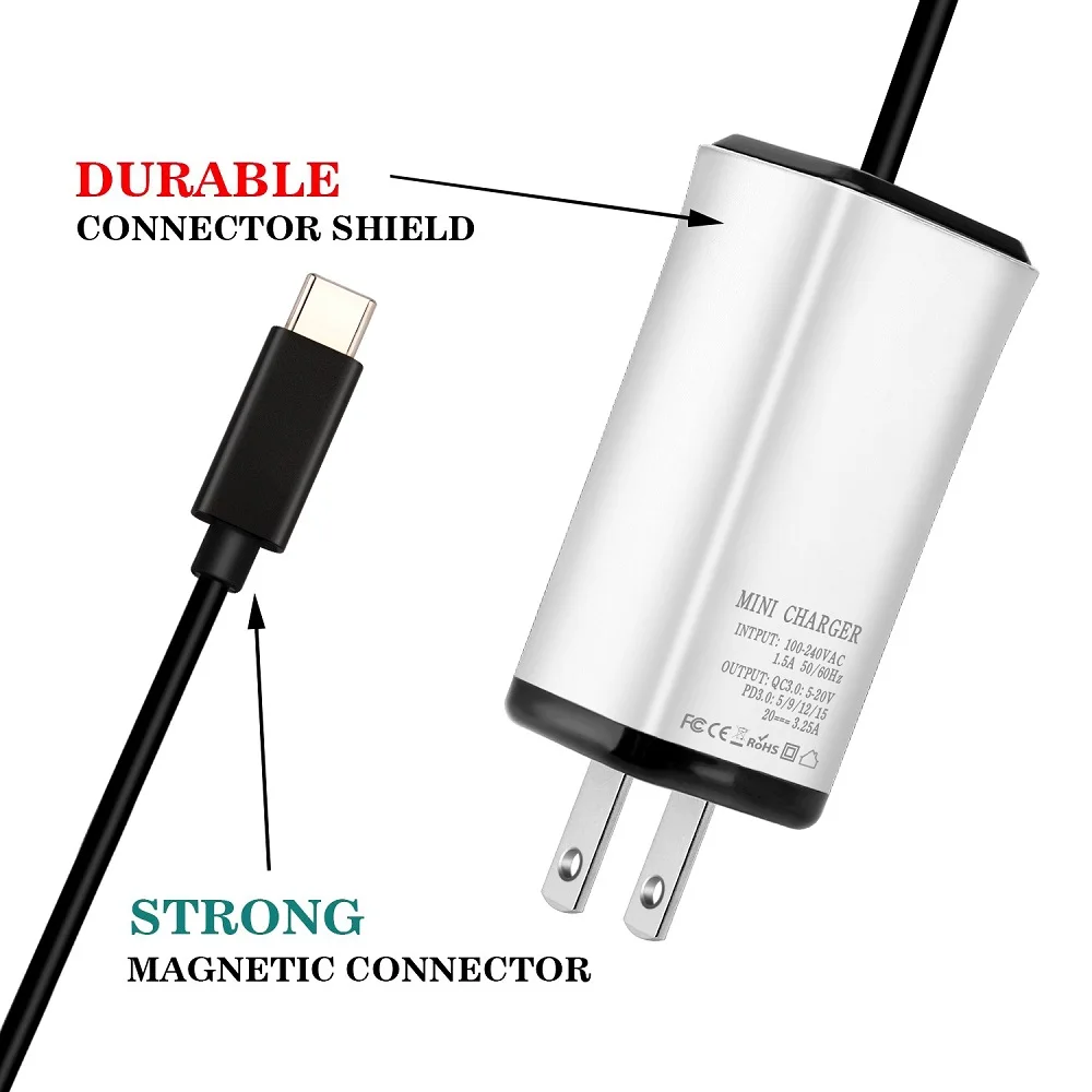 

20.3V 3A 61W Type C USB-C Charger For Macbook Pro 13 inch A1706 A1707 A1708A A1718 Made In 2016 For Dell HP LENOVO ASUS Laptops