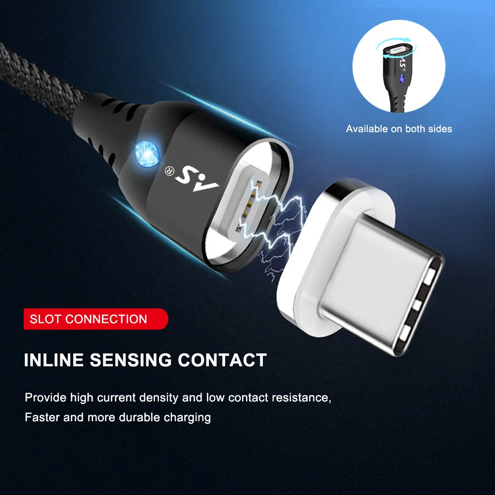 A.S Магнитный кабель USB Type-C с функцией быстрой зарядки телефона магнит для