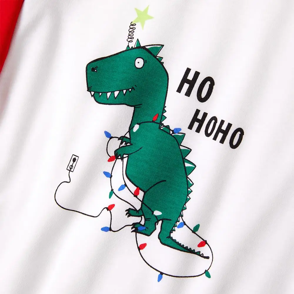 Одинаковые Семейные футболки с принтом HO HO' Dino милые осенние повседневные