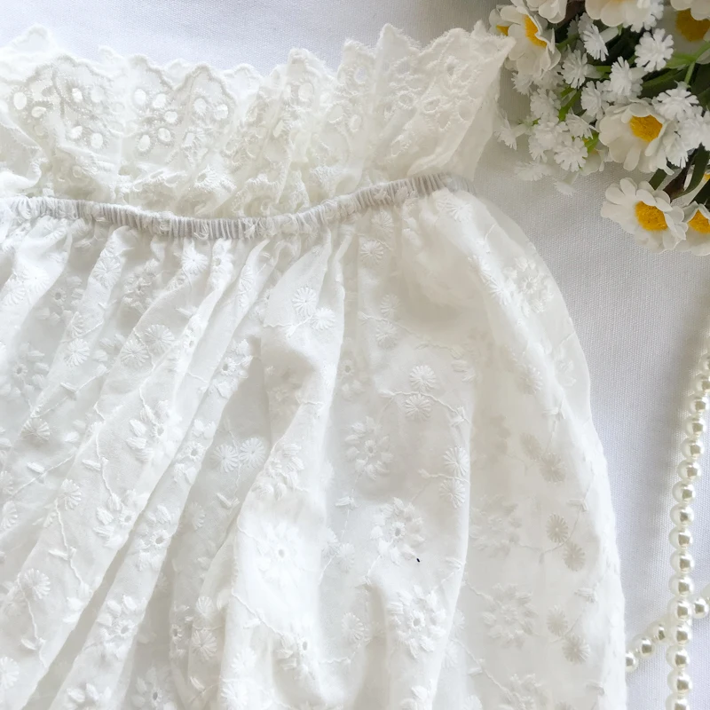 Женская блузка белая кружевная рубашка с рукавами-пузырьками лето 2019 |