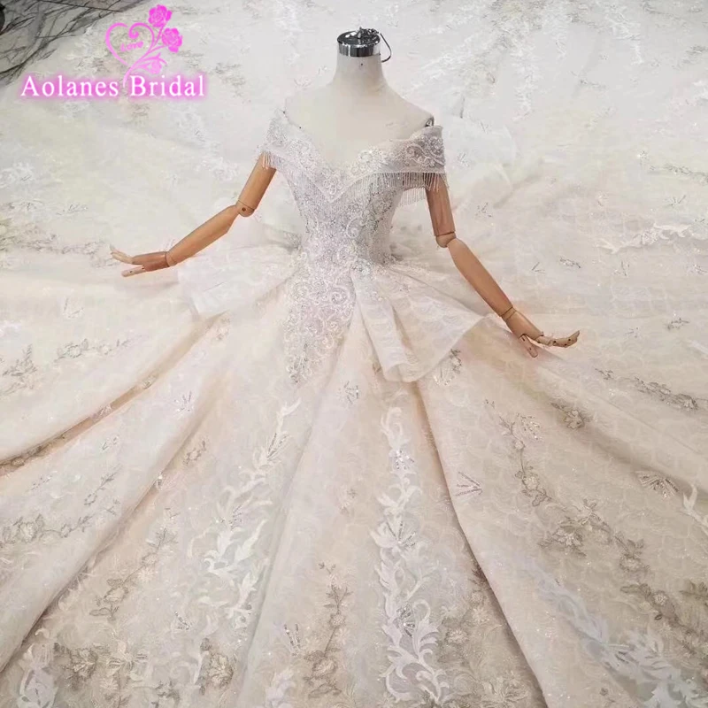 Robe De Mariage 2019 роскошное кружевное бальное платье с открытыми плечами и кисточками