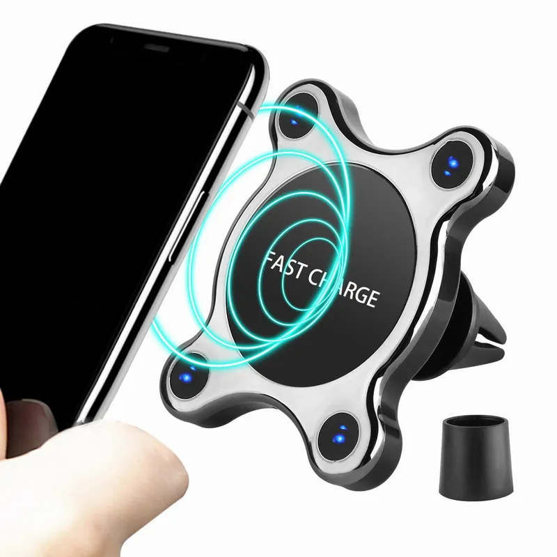 

Magnetic Wireless Car Charger, 360 Degree Rotating Fast Charging Automobile Vent Clip Phone Mount for iPhone and Samsung Phone