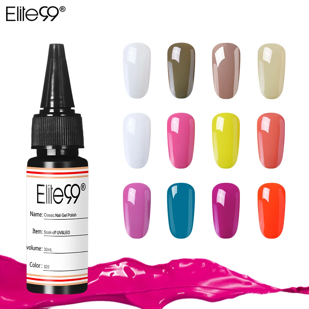 

Elite99 30ml Hot Sales Color Nail Gel Polish Soak Off Base Top Coat UV LED Gel Varnishes DIY Nail Art Design Lacquer 298 Colors