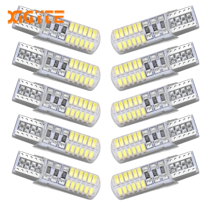 10X Автомобильный светодиодный T10 W5W силиконовый чехол 24 SMD 3014 Светодиодный