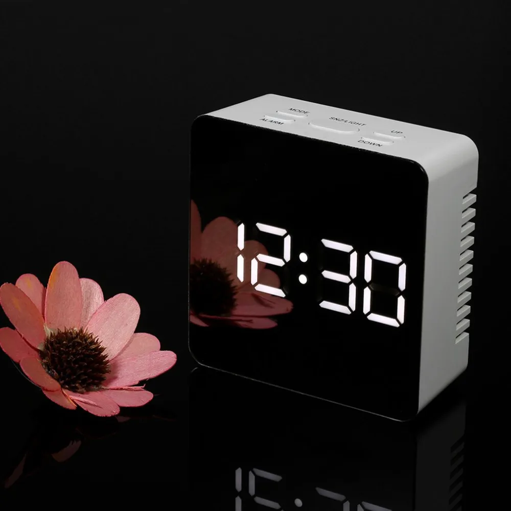 Multifunctional Digital LED Alarm Clock With Temperature Snooze Square Shape Mirror 2 Light Luminescence Level 2018 TS-S70 | Дом и сад