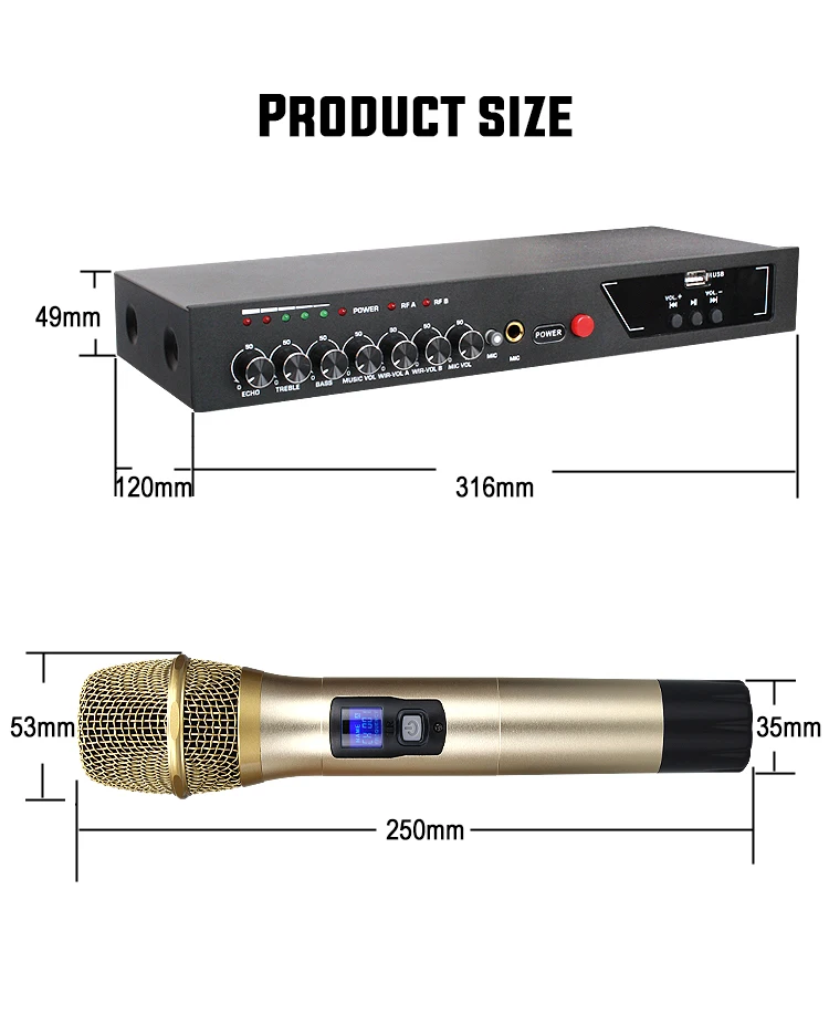 Золото качество UHF двойной Ручной Bluetooth беспроводной микрофон MU-6S с приемником для семьи KTV Караоке домашний кинотеатр системы