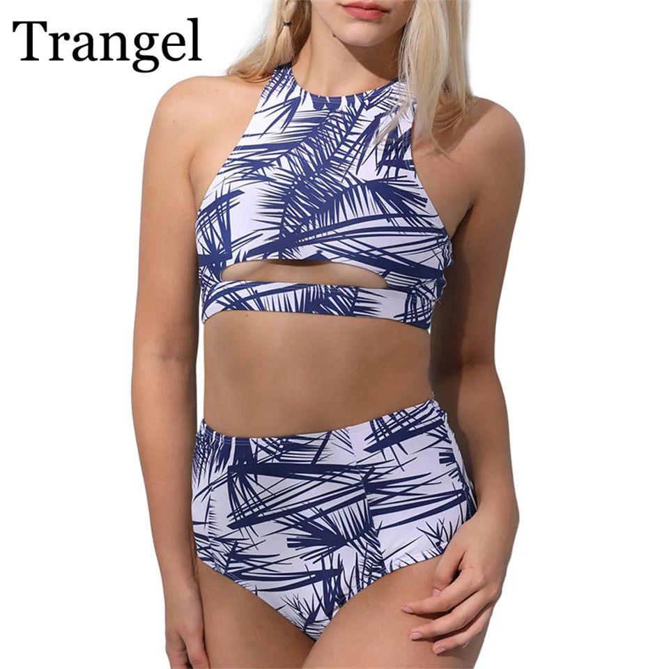 Trangel 2018 сексуальная печати комплект бикини купальники Для женщин Palm Leaf Print Racerback