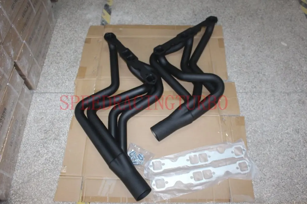 Черный железный выхлопной коллектор для FIT CHEVROLET OLDSMOBILE PONTIAC BUICK 70-87 5.0L 5.7L 6.6L Chevy маленький блок Gen I