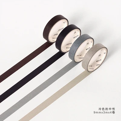 lengse de zhong xing 9 мм х 3 м 4 шт./компл. в Корейском стиле Простые Цвета лента Washi пуля журнал малярный скотч для блокнот с декором наклейки Школьные принадлежности "сделай сам" - Цвет: lengse de zhong xing