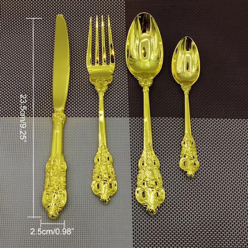 Свадебные столовые приборы 24 шт./компл. позолоченные набор рождественской посуды