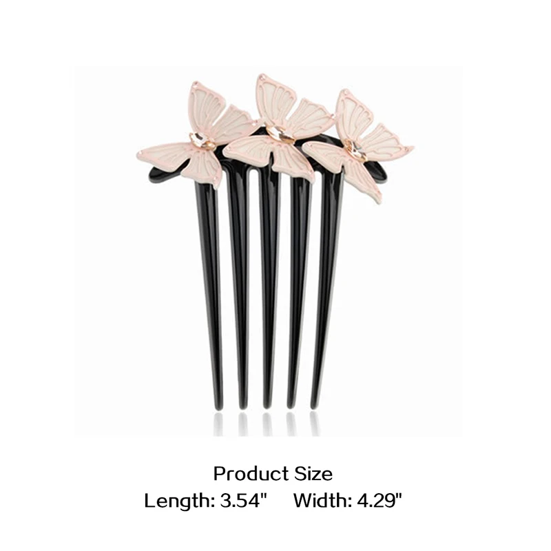 

CHIMERA Fashion Cellulose Acetate Hair Side Comb Elegant Apricot Shiny Crystal Butterflies Hair Pins Comb Wedding Comb Hair Clip