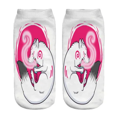 Socks 04 Женские носки, забавные носки с 3D изображением волка, ежика, животных, повседневные низкие носки длиной 19 см - Цвет: Socks 04