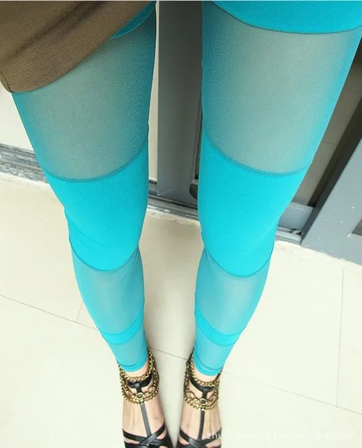 

Free shipping,woemn color patchwork mesh leggings