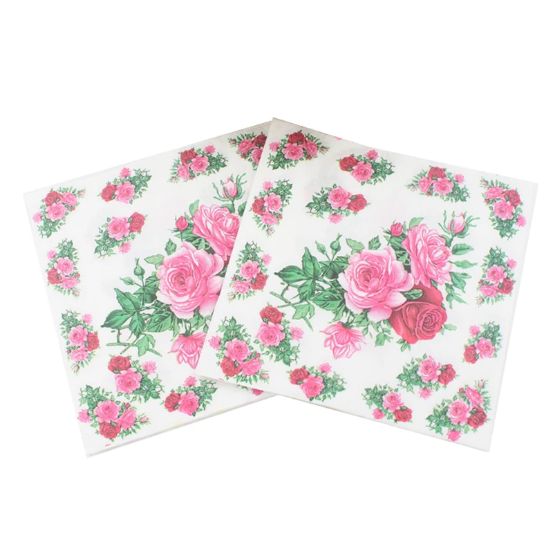 

[RainLoong] Flower Printed Paper Napkin Rose Festive & Party Tissue Napkin Supply Party Decoration Paper 5packs (20pcs/pack)