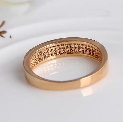 Gold color Plated 3 Rows Zircon Crystal Fashion Jewelry For Women Wedding Rings B12.5d25211 | Украшения и аксессуары
