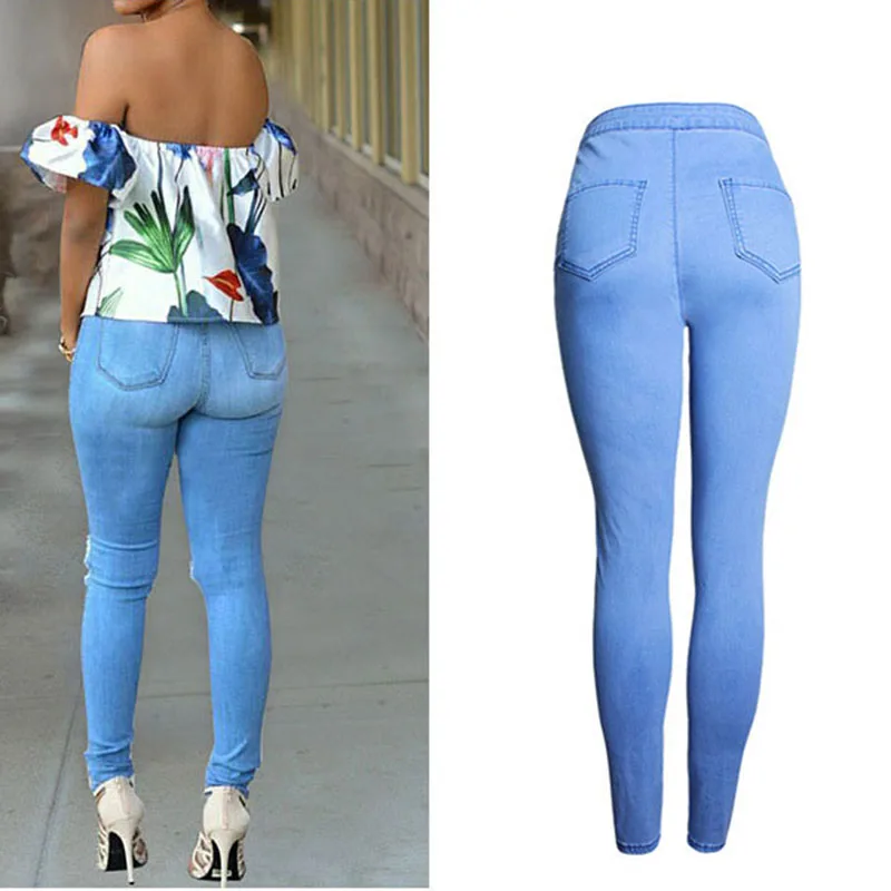 Недорогая одежда в европейском стиле женские синие джинсовые брюки узкие