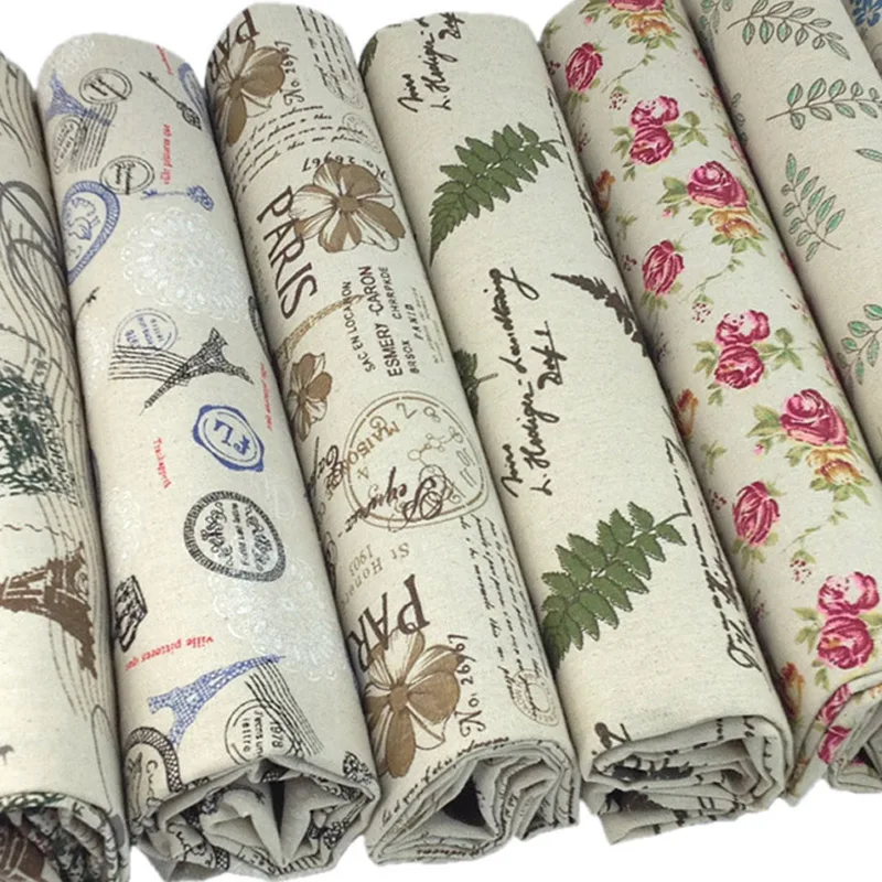 Diy льняная печатная ручная работа ткань для сумки тканевая скатерть игрушка