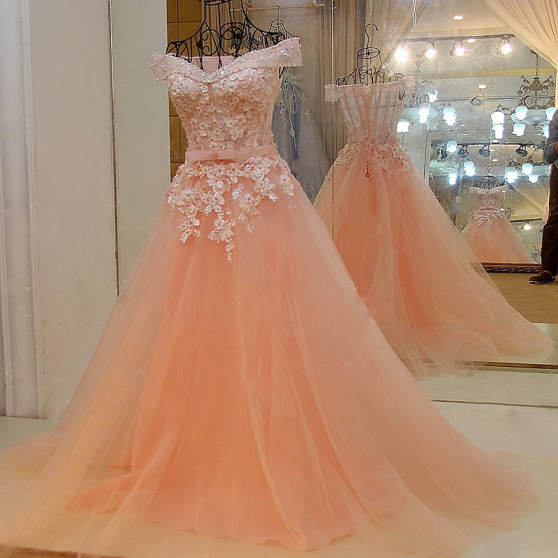 Женское вечернее платье трапеция розовое длинное из тюля с корсетом для