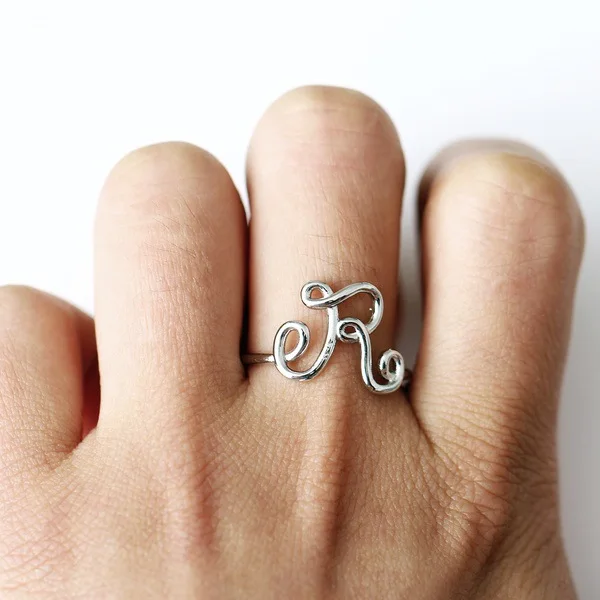 A-Z 26 Letters Initial Name Rings for Women Men Geometric Alloy Creative Finger Unisex Gold Silver Colo Jewelry Wholesale | Украшения и