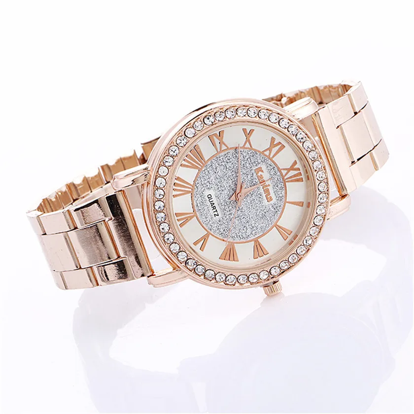 2019 Роскошные женское платье часы алмаз нержавеющая сталь Спорт кварцевые