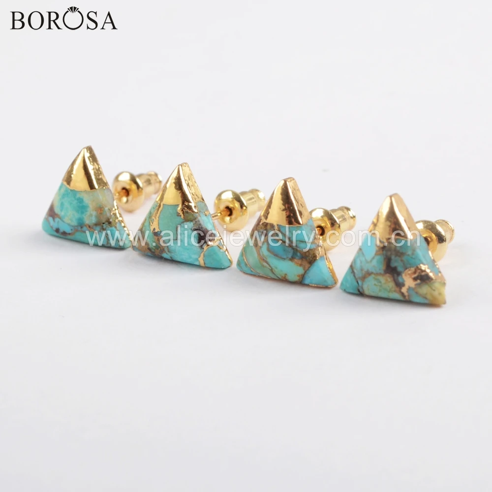 Оптовая продажа 5 пар квадратные круглые треугольные серьги гвоздики BOROSA 10 ММ