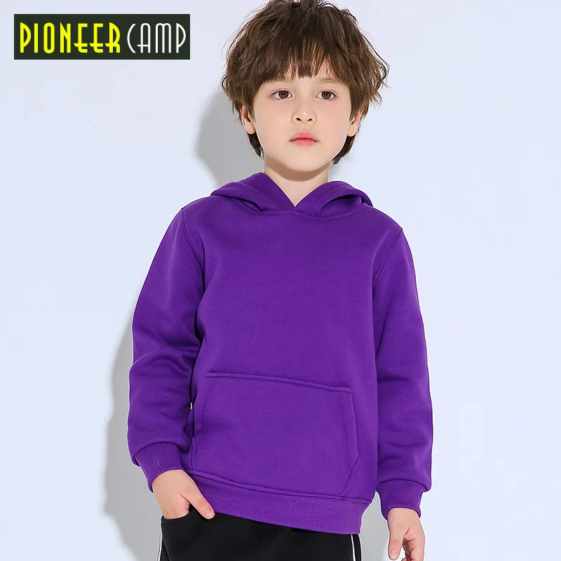 Pioneer Kids/новые зимние теплые флисовые футболки детская одежда для мальчиков Однотонная футболка с капюшоном для мальчиков, качественные футболки из хлопка 6T892