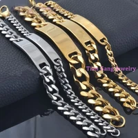 81015mm 316l stainless steel silver color gold color curb id chain bracelet fashion mens jewelry 8 66