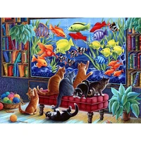 cat and fish diamond embroidery diy diamond painting mosaic diamant painting 3d cross stitch pictures h648