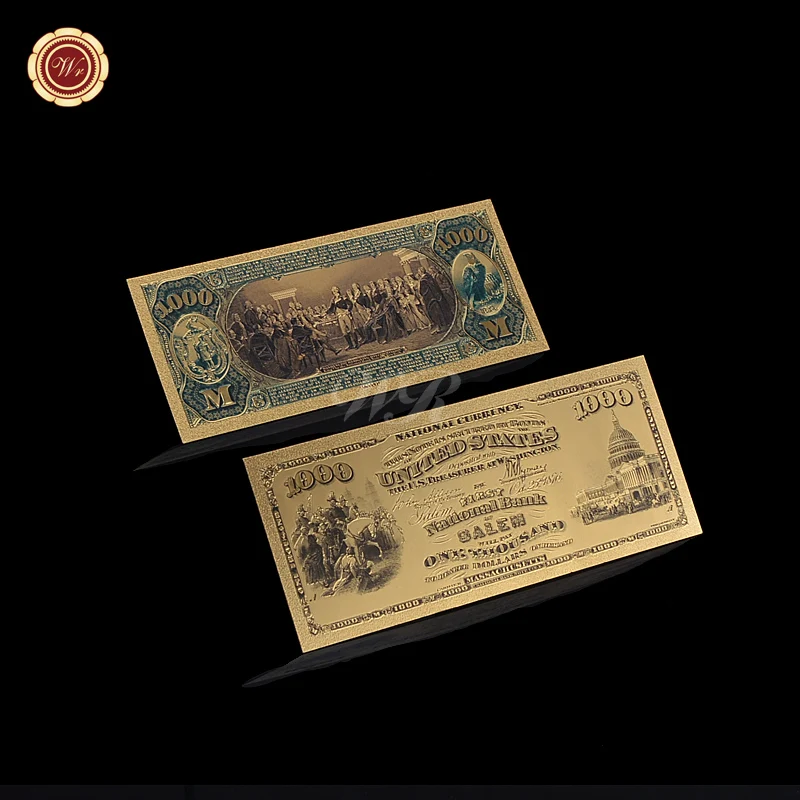WR подарочные идеи для детей 1875 года Золотая банкнота креативная одна тысяча