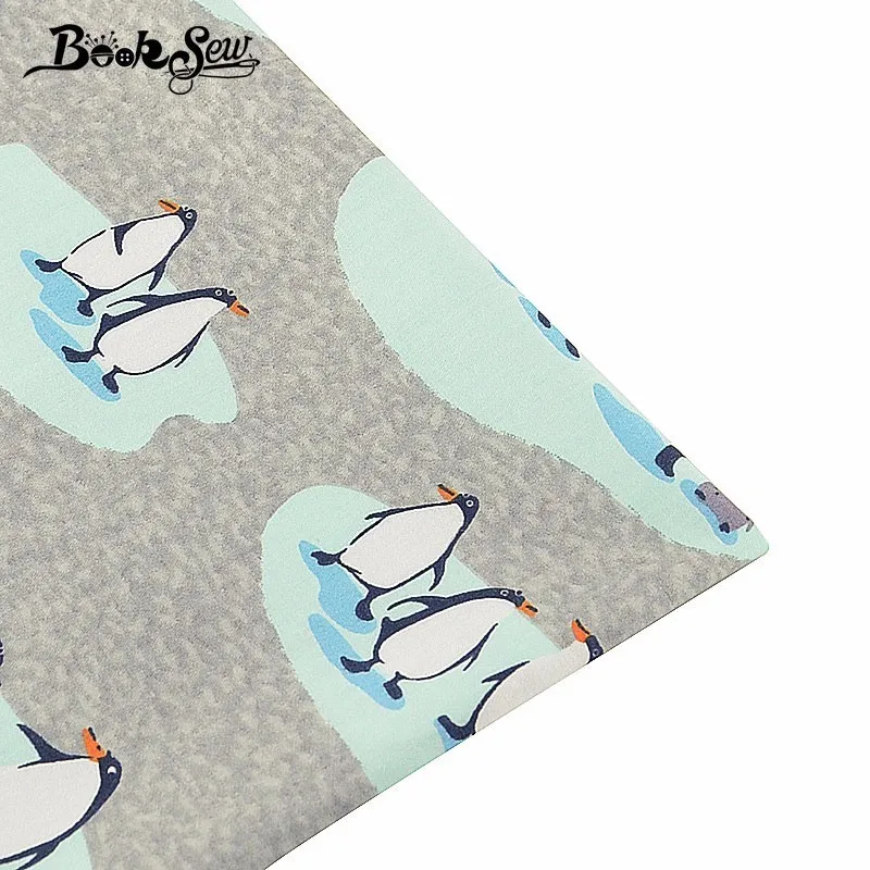 Фото Booksew 100% хлопчатобумажная саржевая ткань Пингвины дизайнерская Ткань для шитья