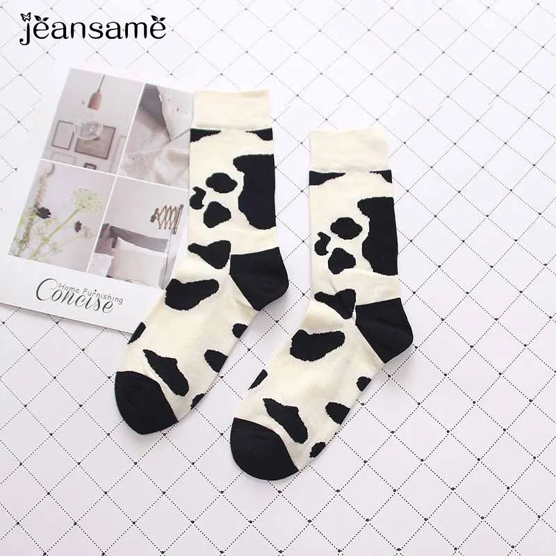 Dairy Cow Comfortable Cotton Socks Stylish Casual lover Breathable Blend elastic Warm Wear Resistant lady thermal harajuku lot | Женская