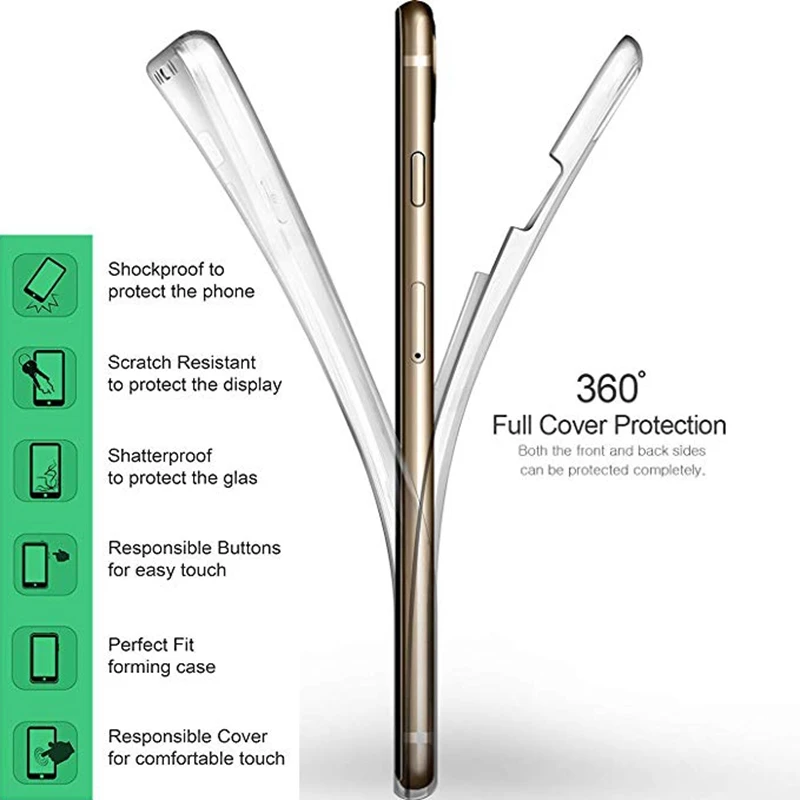 360 Degree Full Body Case for Samsung Galaxy A3 A5 A7 2016 2017 S4 S5 S6 S7 S8 S9 Edge plus J4 J6 J8 A8 2018 TPU Clear Cover |