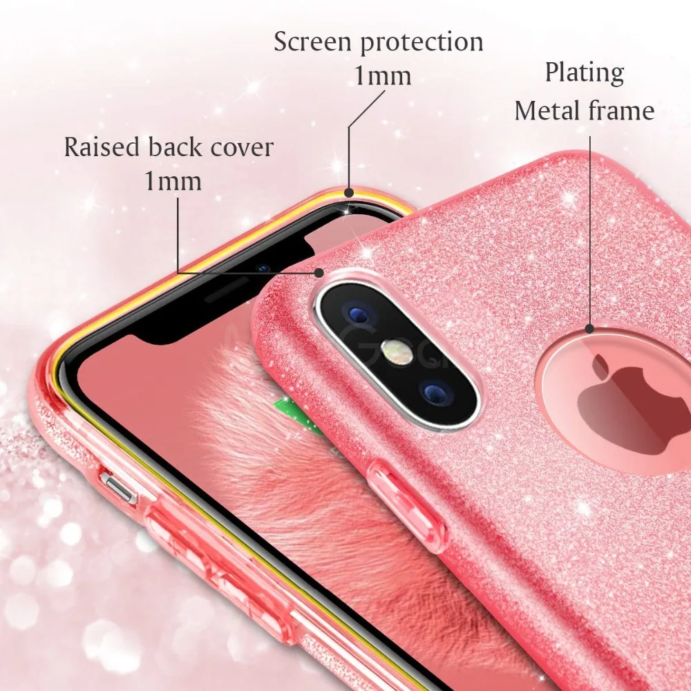 MaxGear для iPhone X XS Max XR роскошный блестящий чехол 3 в 1 7 6 6S 8 Plus 5 5S SE 11 Pro |