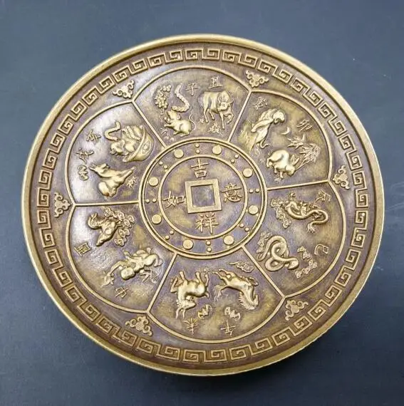 

Chinese Made in the qianlong period Pure brass twelve zodiac plates