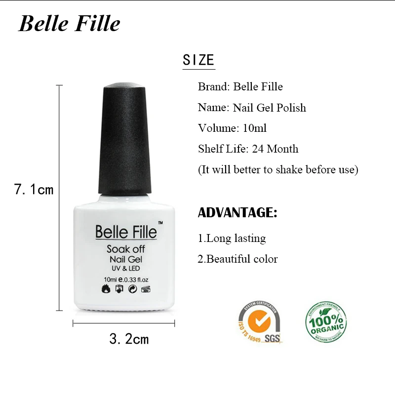BELLE FILLE 10 мл телесный цвет серии гель лак для ногтей дизайна УФ светодиодный