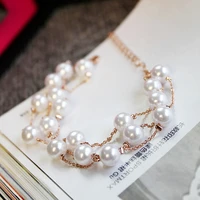 fashion multilayer pearl bracelet with sweet and pure and fresh and contracted jewelry bracelet students lady bracelet ornament