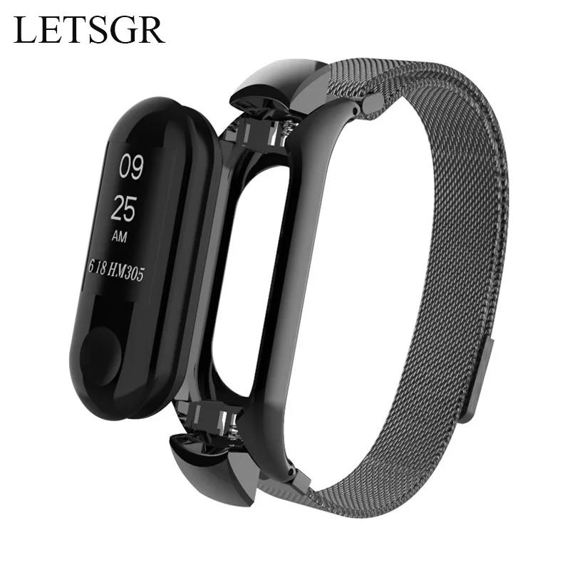 LETSGR браслет сменный ремешок для Xiaomi mi Band 3 Нержавеющая сталь lanese магнит Correa Xiao |