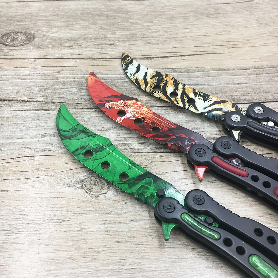 CS GO бабочка в ноже Karambit нож практика складной нож бабочка тренажер игра нож тупое лезвие без края инструмент