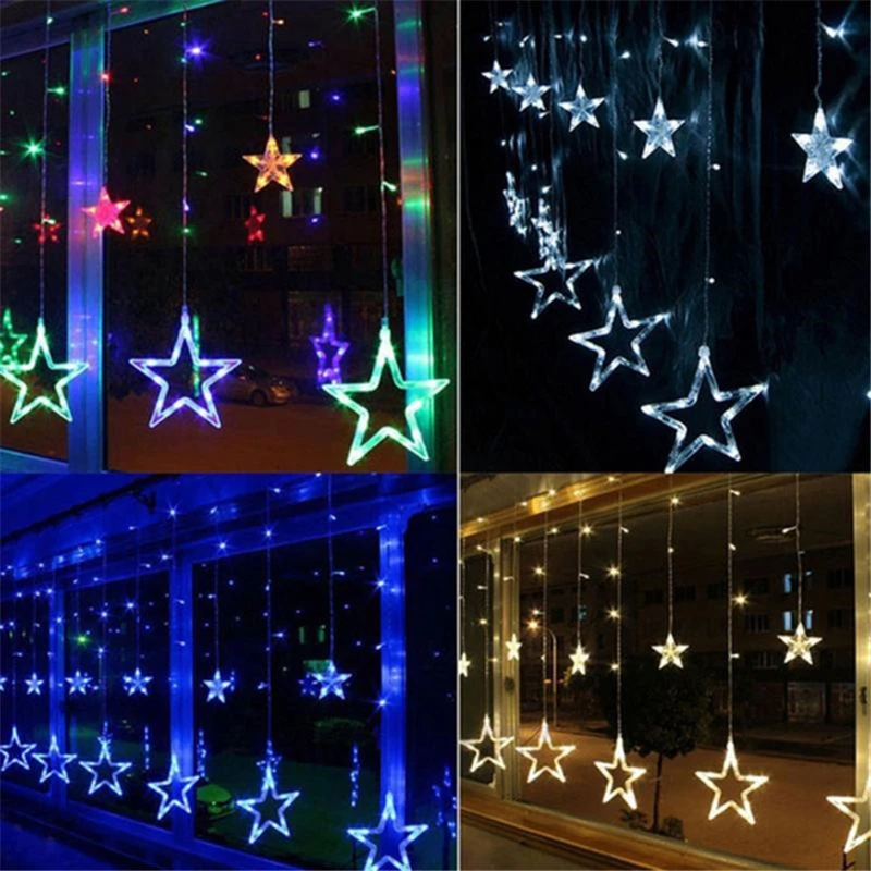 

2.5M 138leds 8 Mode Star Led Curtain Icicle String Lights Romantic Holiday Christmas Light For Ramadan Wedding Garland Party