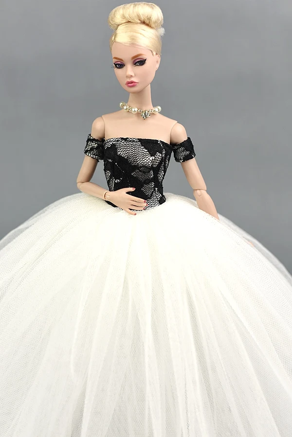 Dress + Veil / Gorgeous White &amp Black Party Evening Gown Clothing Outfit For 1/6 BJD Xinyi Kurhn Barbie FR Doll Xmas | Игрушки и