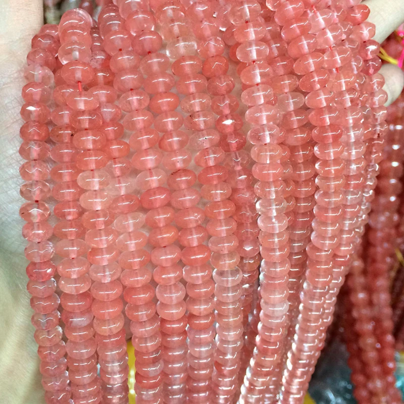Горячая продажа Розовый Вишневый кварцевый арбуз 5*8 мм abacus rondelle свободные бусины