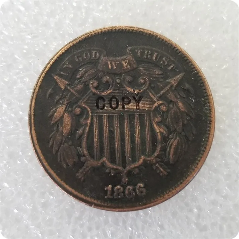 1866 США 1864-1873 два цента копия монеты - Цвет: 1866