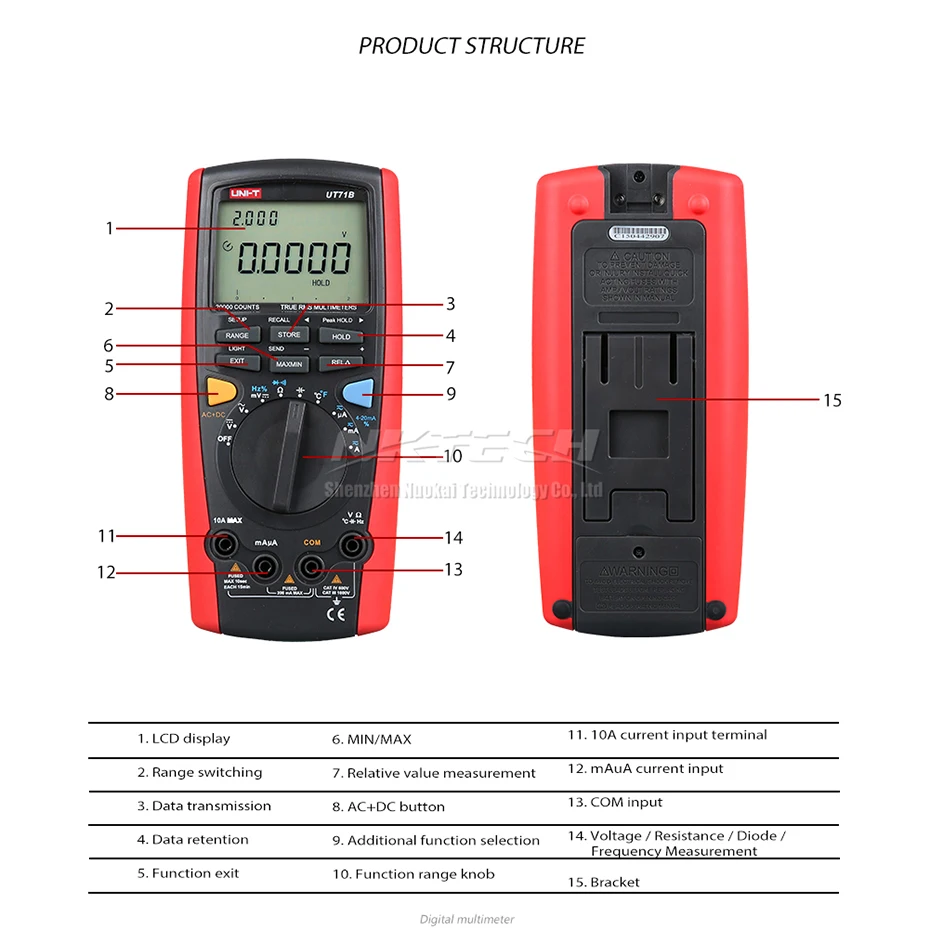 UNI-T интеллектуальный цифровой мультиметр UT71E UT71D UT71C UT71B UT71A Ture RMS температура AC DC Вольт колпачок Res Freq двойная подсветка