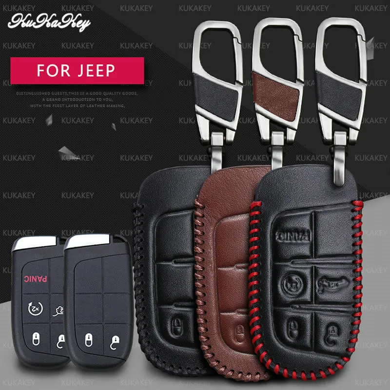 Кожаный чехол для автомобильного ключа Jeep Wrangler Patriot Grand Cherokee Compass Liberty Smart Remote