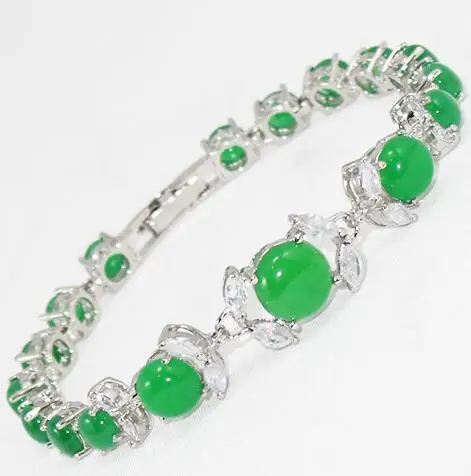 

Wholesale Price! Free Shipping silver Plated Green Jades Bracelet>>> women jewerly Free shipping