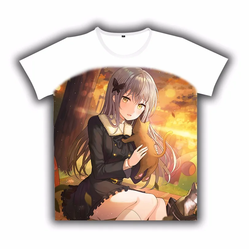 Футболка аниме Bang Dream! Принт милый Косплей короткий рукав белая футболка для женщин и мужчин повседневные студенческие летние спортивные топы индивидуальный подарок - Цвет: 18