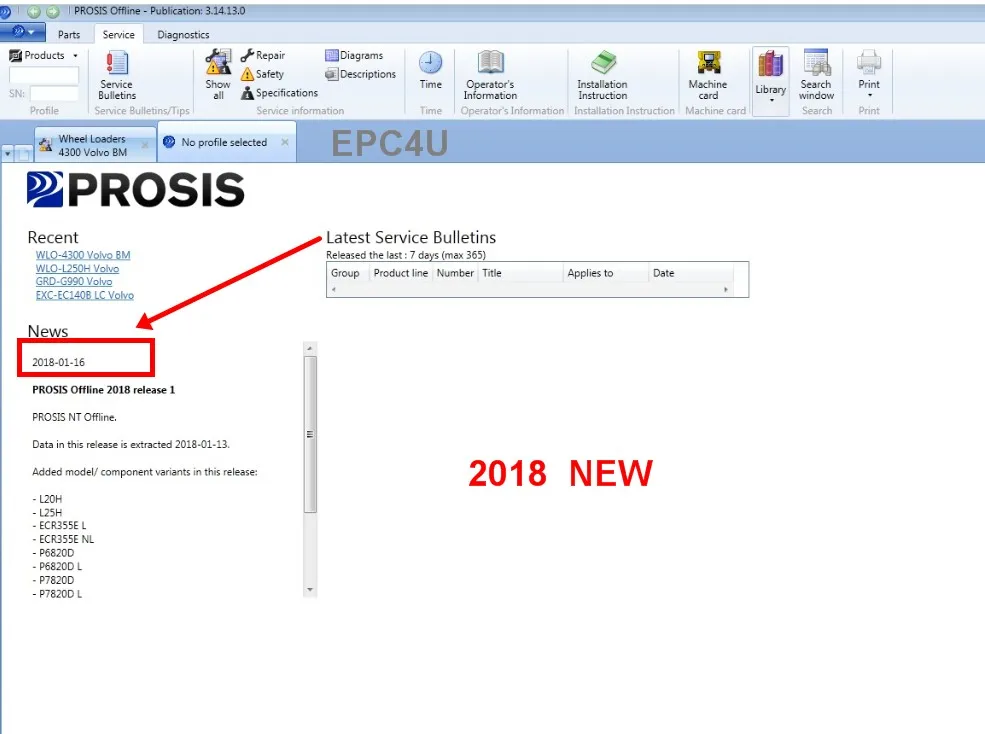 2018 новое строительное оборудование PROSIS (Запчасти+Ремонт) для Volvo с лицензионным файлом для неограниченной установки.